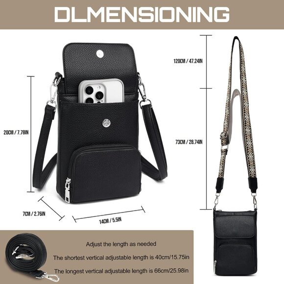 Small Leather Crossbody Bag for Women Multiple Pockets Compact Phone Purse - Picture 5 of 8